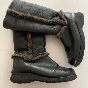 SANTANA CANADA Sz 8.5 Brown Leather Thick Sherpa Lined Pull-On Winter Boots New